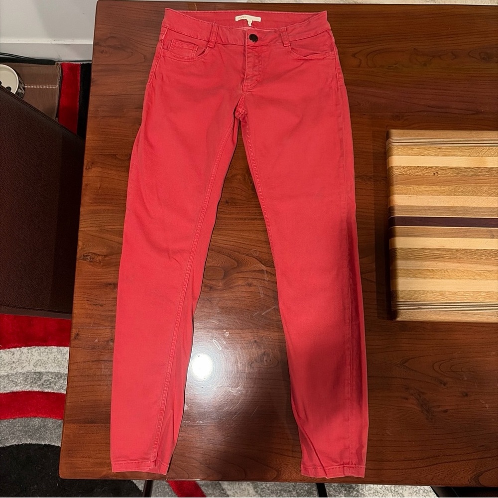 Unmistakably Maje Broder Tomette Skinny Jeans Sz38 US4 Rusty Red Wash Subtle Lux